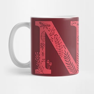 Letter N Red Pink Mug